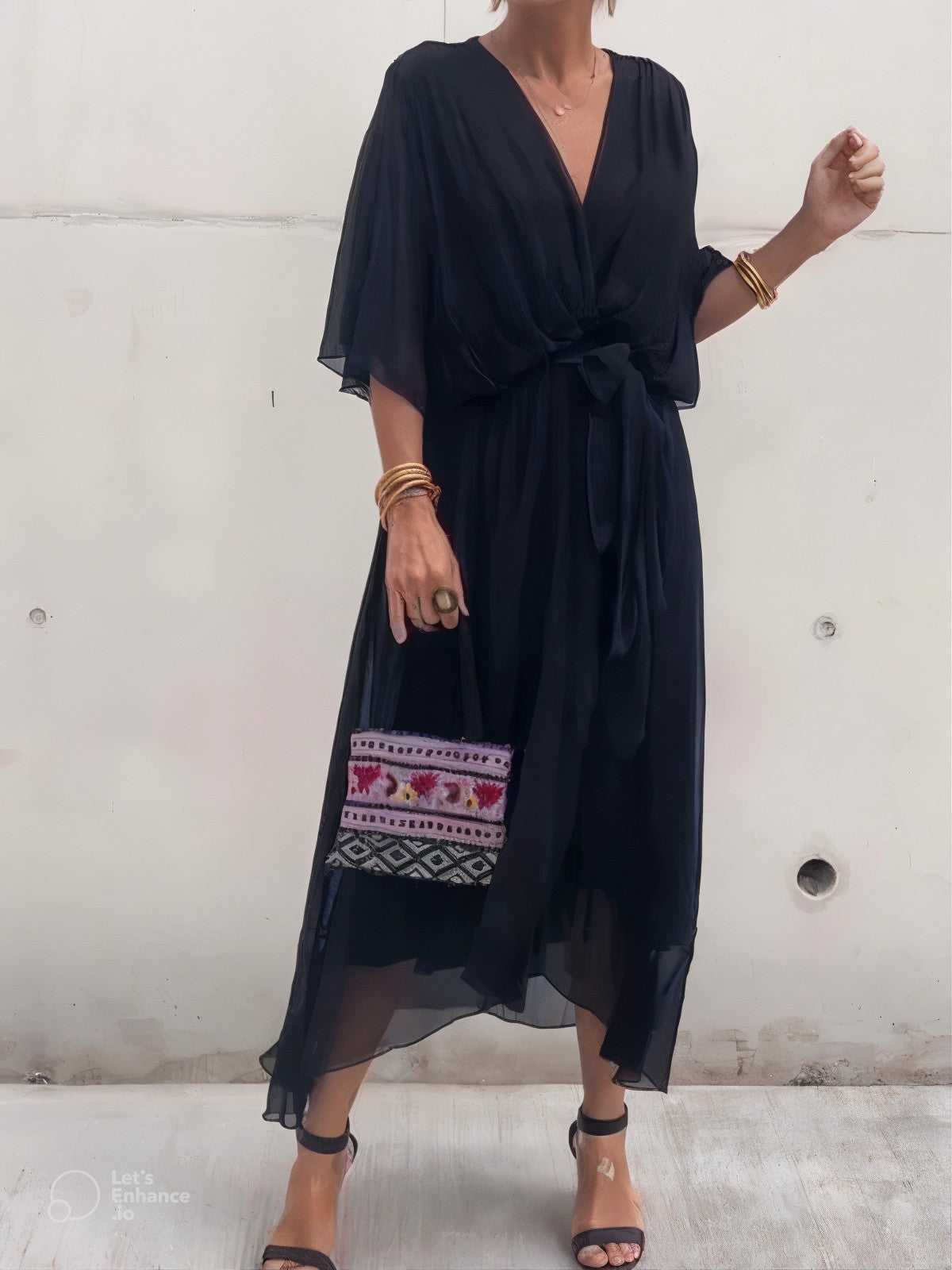 Eva | Stijlvolle en elegante chiffonjurk met V-hals