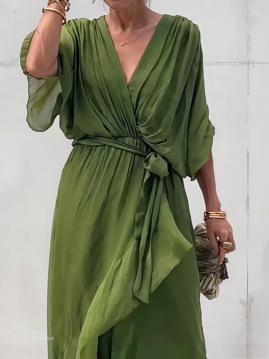 Eva | Stijlvolle en elegante chiffonjurk met V-hals
